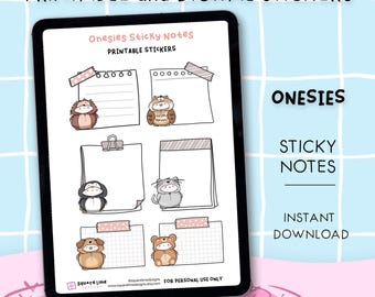 Onesies Sticky Notes Stickers – Printable & Digital Designs – JPG, PNG, Cricut, GoodNotes Files - Instant Download