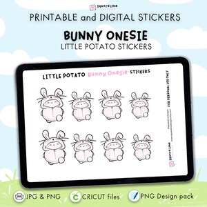 Bunny Onesie Stickers - Little Potato - Digital and Printable Designs - JPG - PNG, Cricut - GoodNotes Files - Instant Download