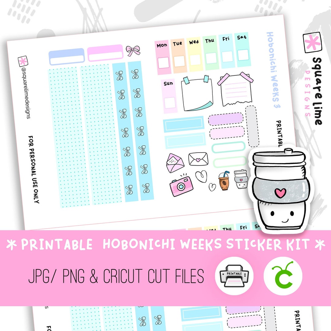 Pastel Colours Hobonichi Weeks Printable Sticker Kit #3 - Digital ...