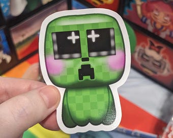 Kawaii Creeper | Minecraft Fan Art | Glossy Sticker