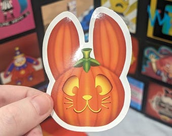 Pumpkin Bunny | Original Art | Glossy Sticker