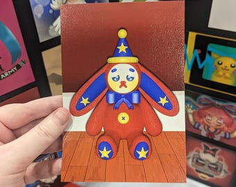 Sad Clown Bunny | Original Art | Matte 6x4 Paper Print