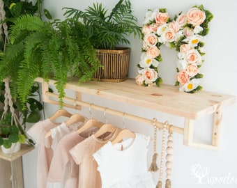 nursery shelves with rail