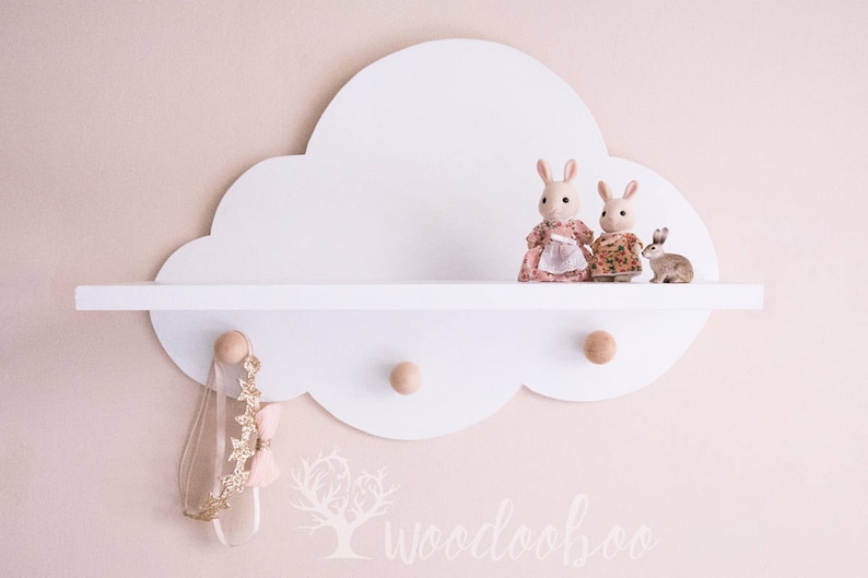 White cloud shelf cloud shelf with hooks nursery peg shelf