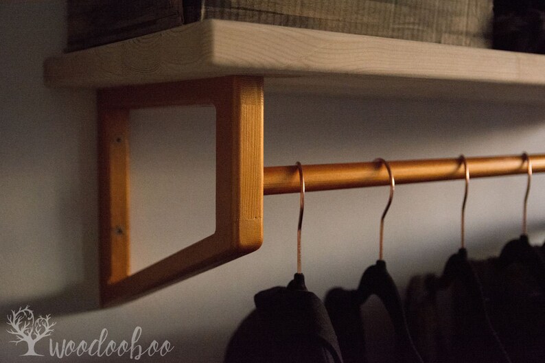 Wall shelf with hanging rod bathroom towel rod clothes rack Etsy