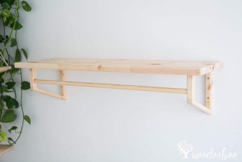 Wall shelf with hanging rod nursery clothes rack wall Etsy