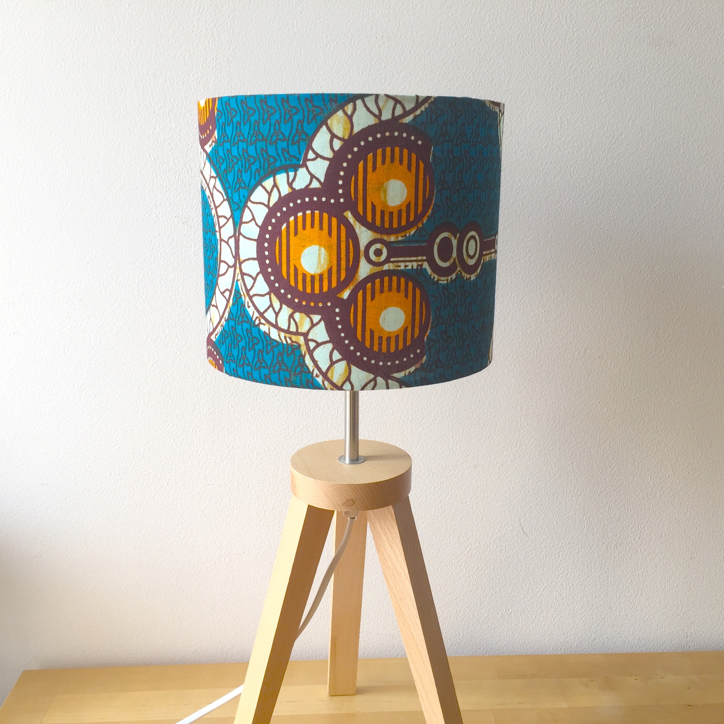 Abat-Jour Wax - Motifs Africains African Print Fabric Design Tissu Africain Lampshade Fait Main Hand