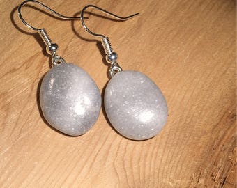 Sea rocks earrings / 0,75 inch glossy ses rock