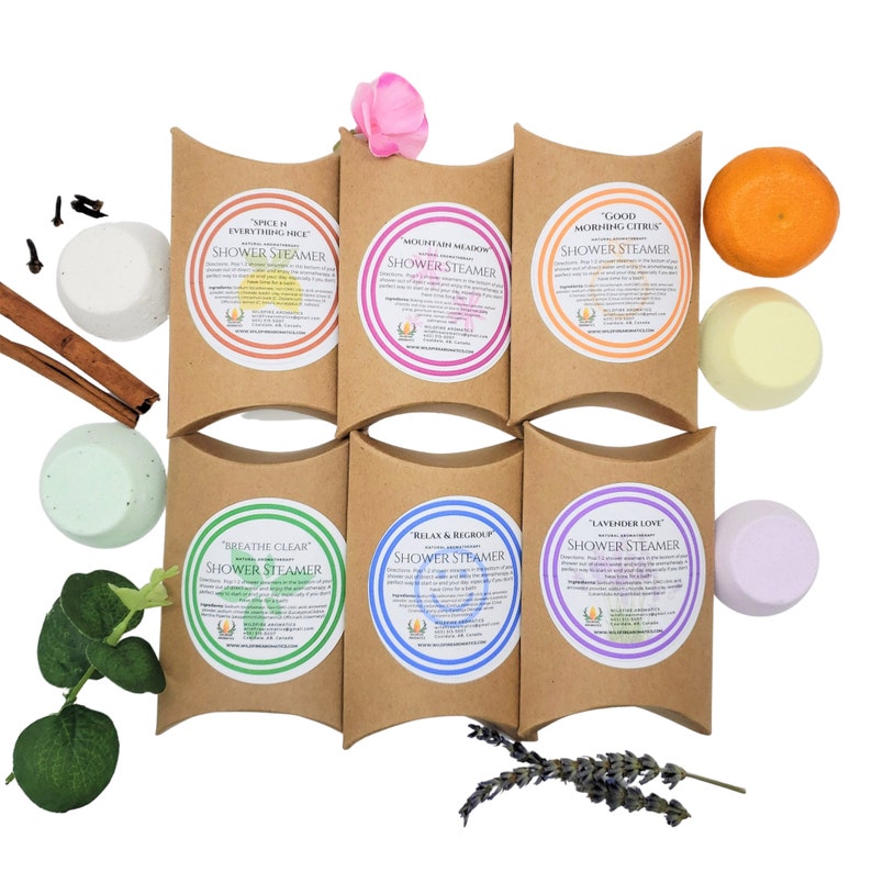 Shower steamer tablet gift set of 6 scents essential oil bath Etsy