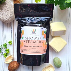 breathe easy eucalyptus shower melts, menthol shower steamer, shower bombs, sinus relief shower fizzies, get well gifts for men, easter gift Good Morning Citrus