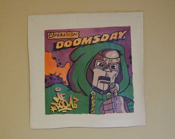 MF DOOM Operation Doomsday Album Cover Hand Painted on Canvas - 10" by 10" - Premium Painted Poster Original