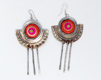 Boucles d’oreilles ethno style orange