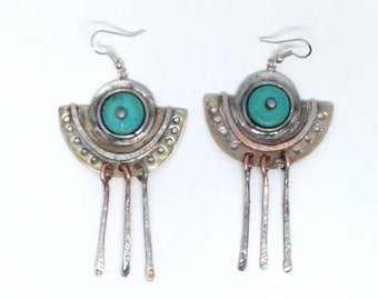 Inka earring, ethno style with blue