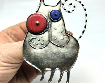 A cat "After Party" - brooch