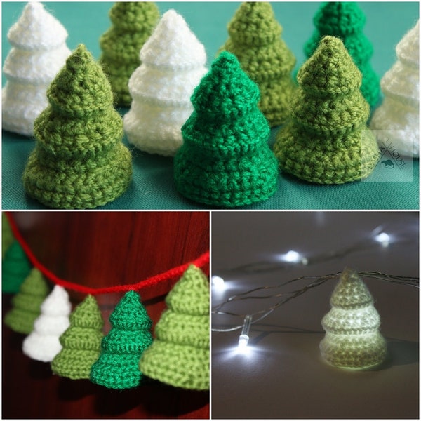 No sew crochet pattern Christmas tree garland for mantel/ Christmas Tree bunting/ Christmas Tree Amigurumi Pattern/ Crochet Holiday Decor