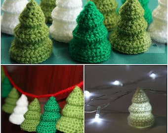 No sew crochet pattern Christmas tree garland for mantel/ Christmas Tree bunting/ Christmas Tree Amigurumi Pattern/ Crochet Holiday Decor