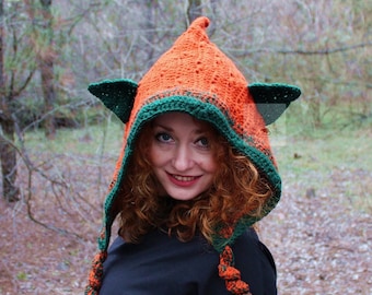 Elf fairy hood crochet pattern/ Forest hat/ Horned Cowl crochet (PDF Download)