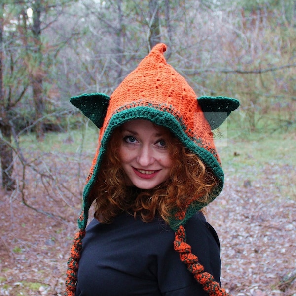 Crochet Hood PATTERN/ Elf fairy hood crochet pattern/ Forest Fairy hat pattern/ Woodfolk Hat pattern/Horned Cowl crochet pattern