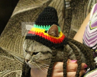 Rasta Hat Cat no sew crochet pattern/ Diy Crochet Pattern Rasta Hat / Rasta Hat Pets Costume/ Dog Rasta Hat