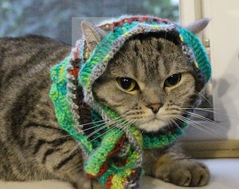 Babushka scarf Cat Crochet Pattern/ Shawl, Wrap for Cat, small Dog pattern/ Cat hat no sew pattern/ Bandana for cat, dog crochet pattern