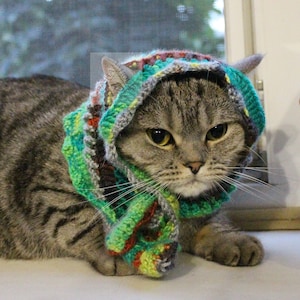 Babushka scarf Cat Crochet Pattern/ Shawl, Wrap for Cat, small Dog pattern/ Cat hat no sew pattern/ Bandana for cat, dog crochet pattern
