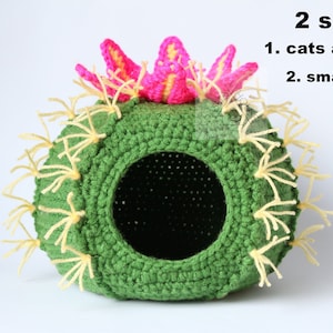 Letto di cactus per gatti, cani e piccoli animali domestici modello all'uncinetto/ 2 misure capanna per gatti, cani di piccola taglia e piccoli animali domestici modello all'uncinetto/ Casa di cactus per animali domestici fai da te