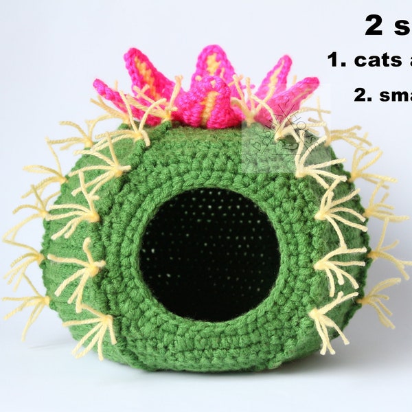 Cactus bed for cat, dog, small pets crochet pattern/ 2 sizes hut cats, small dogs and small pets crochet pattern/ Cactus house for pets DIY