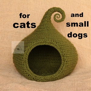 Cat bed, house, pot crochet pattern/ Small dog bed, house crochet pattern/ Calabash-house  for cats and small dogs