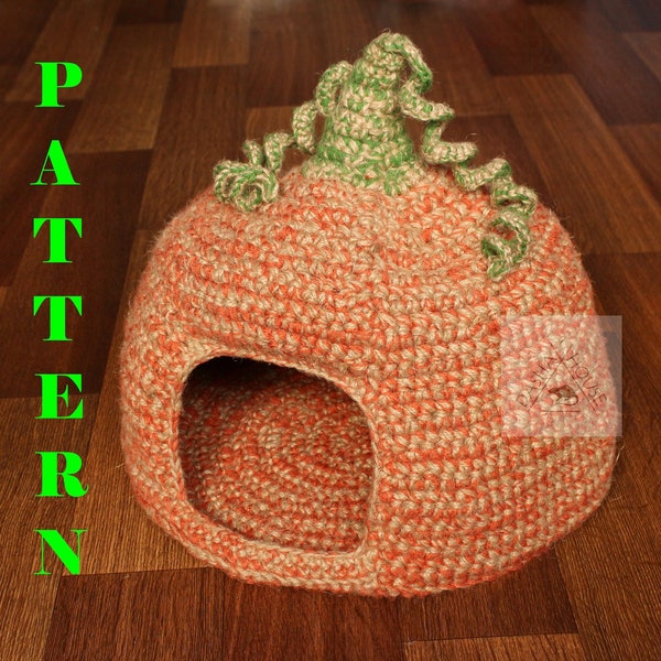 Cat bed crochet pattern/ Cat pumpkin house crochet pattern/ Small Dog pumpkin bed crochet pattern/ Dog house pattern/ Pattern cat cave