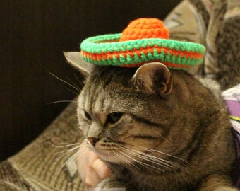Crochet cat sombrero pattern/ Crochet Pattern Sombrero hat for cats, small dogs, doll/ Cinco De Mayo sombrero/ Pattern Sombrero hat for pet