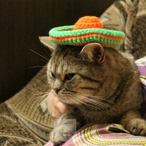 Crochet cat sombrero pattern/ Crochet Pattern Sombrero hat for cats, small dogs, doll/ Cinco De Mayo sombrero/ Pattern Sombrero hat for pet