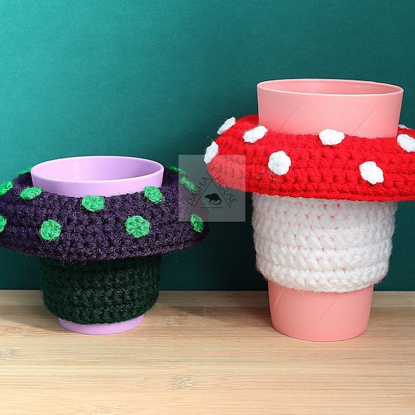 Crochet Cup Cozy Pattern Mushroom/ Easy Crochet Cup Cozy/ Crochet Coffee Cozy Pattern/ Halloween Coffee Mug Sleeve/ Halloween Quick DIY Gift