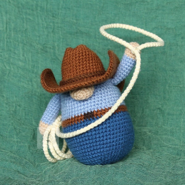 Modèle au crochet de nain de cow-boy/ nain de cow-boy amigurumi/ nain de cowboy bricolage/ motif amigurumi de nain au crochet/ motif nain de campagne, nain de fermier