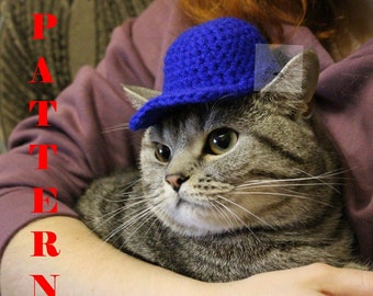 Crochet pattern cat hat/ Crochet Pattern Baseball cap for cats, small dogs, doll, others/ Animal hat patterncostume for pets