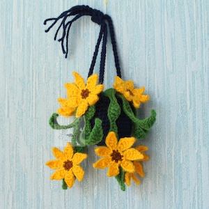 Modèle au crochet de plantes à suspendre tournesol : décoration de maison et de voiture (Modèle PDF)