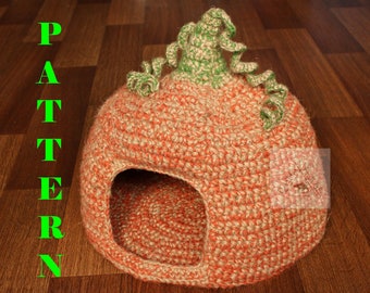 Cat bed crochet pattern/ Cat pumpkin house crochet pattern/ Small Dog pumpkin bed crochet pattern/ Dog house pattern/ Pattern cat cave