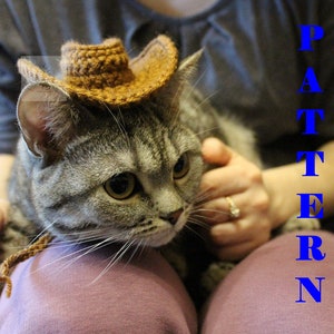 Cat cowboy hat crochet pattern/ Crochet Pattern hat for cats, small dogs, doll, other/ Pattern Cowboy hat for pets