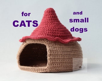 Cat hut crochet pattern/ Small dog house crochet pattern/ Cat bed, house, cave pattern