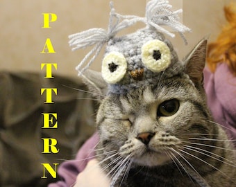 Crochet pattern cat hat/ Crochet Pattern Owl hat for cats, small dogs, doll, other/ Pet Hat Costume/ Halloween Disguise Costume