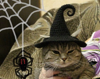 Witch Hat Cat Crochet Pattern decoration/ Party witch Hat for Cat, small Dog and others/ Wizard hat cat crochet pattern