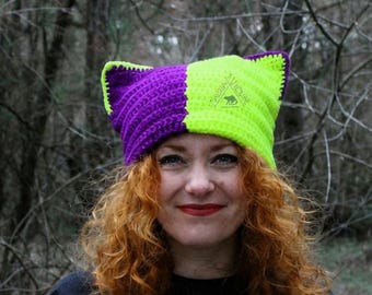 Crochet Cat Ears Beanie PATTERN: Adult Size (PDF Download)
