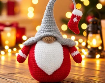 Christmas Gnome Crochet Pattern, Amigurumi Holiday Toys (PDF Download)