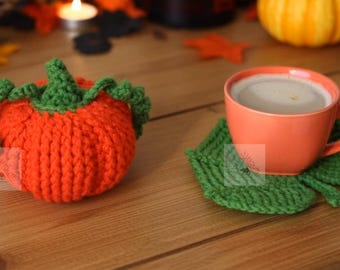 Pumpkin Coasters Crochet Pattern/ Halloween Thanksgiving Decor (PDF Download)