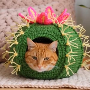 Cactus Pet Bed Crochet Pattern/ DIY Cat Cave, Small Dog House (Digital PDF)