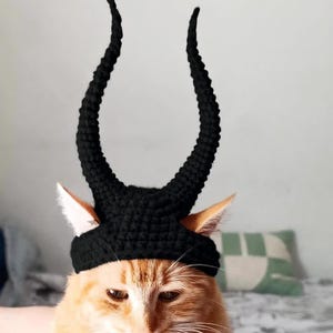 Cat Hat with Horns Crochet Pattern/ Funny Pet Costume/ Dog Devil Horns (PDF Download) image 5