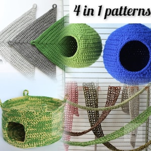 Crochet Cage Set Pattern: Small Pet Hideout, Hammock, Ladder (PDF Download)