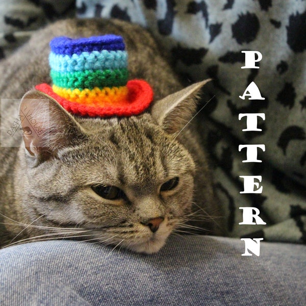 Top Hat for Cat Crochet pattern/ Diy Crochet Pattern Rainbow Top Hat / Pet Rainbow Top Hat Costume/ Cat Top Hat/ Small Dog Top Hat