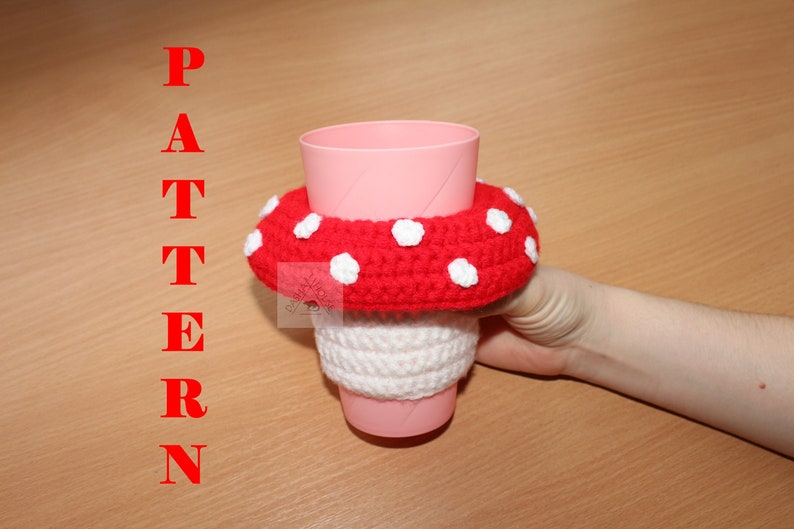 Mushroom Cup Cozy Crochet Pattern/ Easy Halloween Coffee Sleeve (PDF Download) image 5