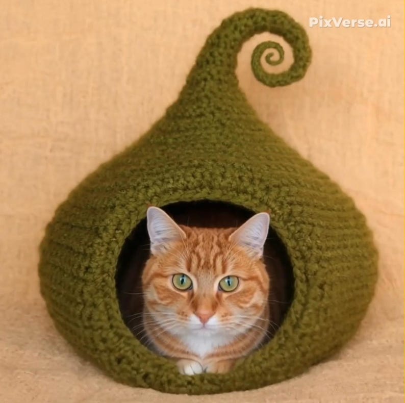 Cat bed crochet pattern/ Small dog cave bed/ Calabash-house DIY (Digital PDF) image 2