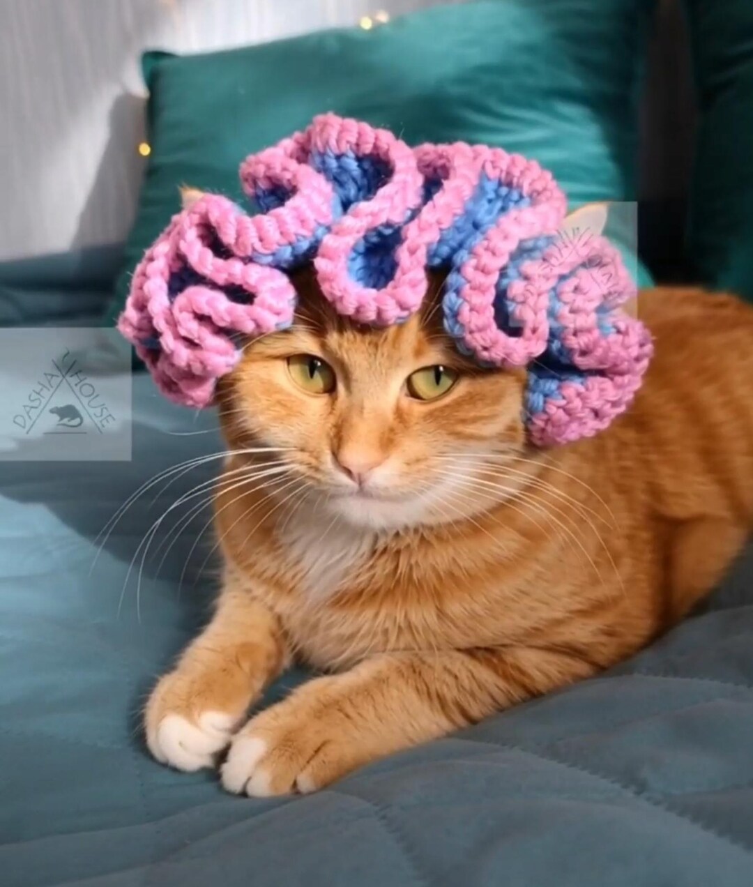 Crochet Ruffle Cat Hat Pattern, Boho Chic Pet Beanie (PDF Download) - Etsy